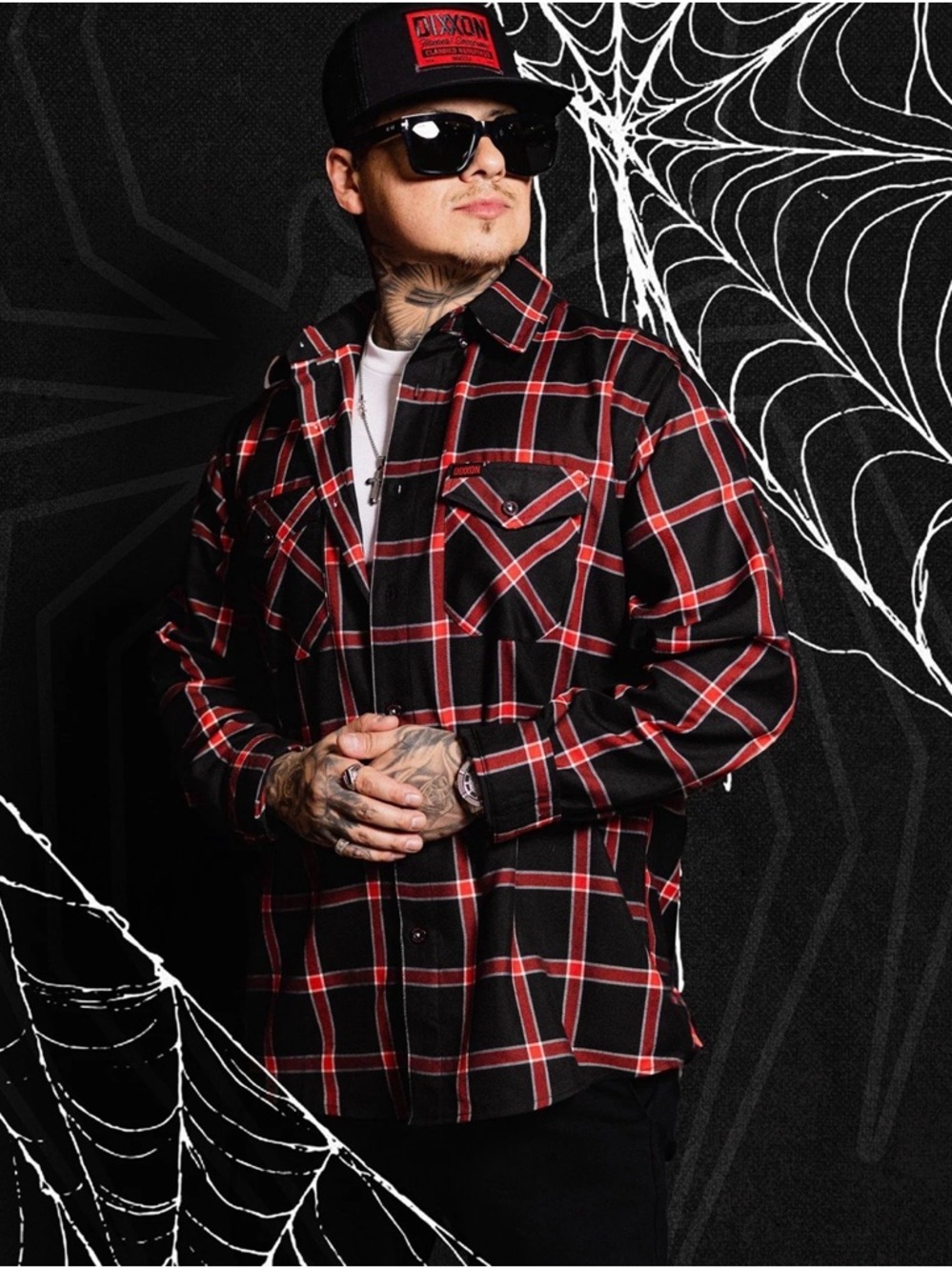 DIXXON Widow Flannel Black and Red Plaid Button-Front Shirt